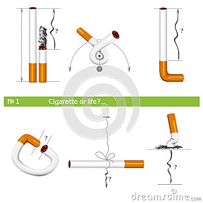 Set cigarette or life â„–1 Vector Illustration